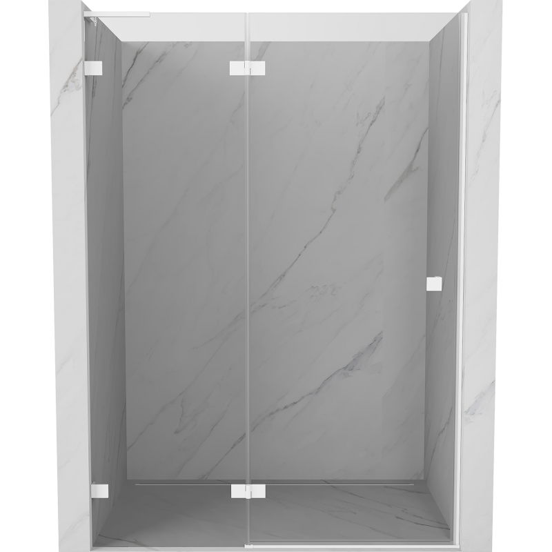 Mexen Lunar L uși de duș batante stânga 135 cm, transparent, alb - 834L-135-000-20-00-L