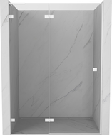 Mexen Lunar L uși de duș batante stânga 135 cm, transparent, alb - 834L-135-000-20-00-L