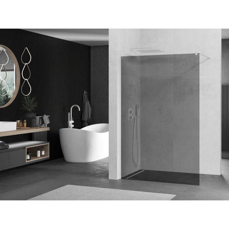 Mexen Kioto Panou de duș Walk-in 120 x 200 cm, grafit 8 mm, albă - 800-120-101-20-40