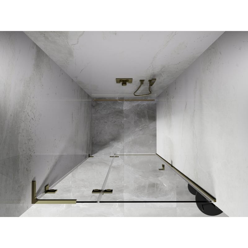 Mexen Lunar L uși de duș batante stânga 70 cm, transparente, aurii - 834L-070-000-50-00-L