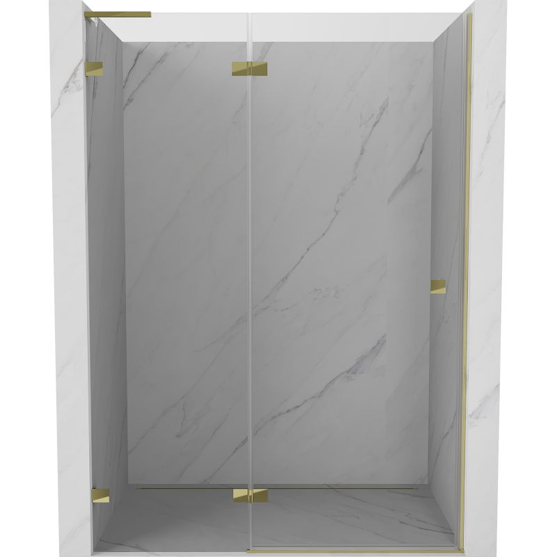 Mexen Lunar L ușă de duș pivontantă stânga 130 cm, transparentă, aurie - 834L-130-000-50-00-L