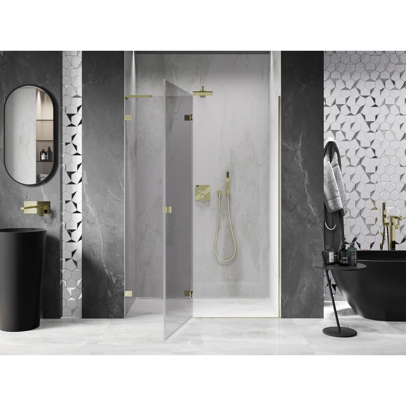 Mexen Lunar L ușă de duș basculantă stânga 140 cm, transparentă, aurie - 834L-140-000-50-00-L