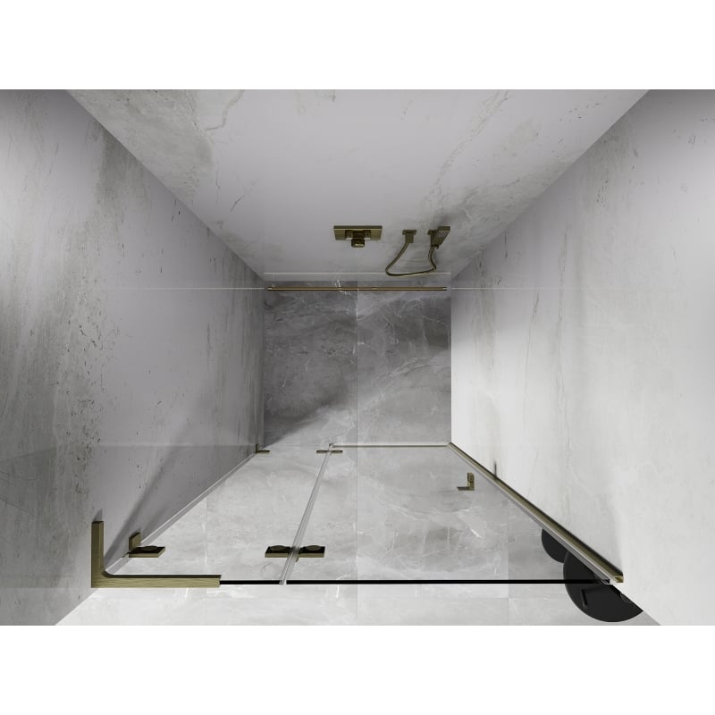 Mexen Lunar L uși de duș batante stânga 70 cm, transparent, aurie periată - 834L-070-000-55-00-L