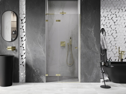 Mexen Lunar L ușă de duș batantă stânga 80 cm, transparentă, auriu periat - 834L-080-000-55-00-L
