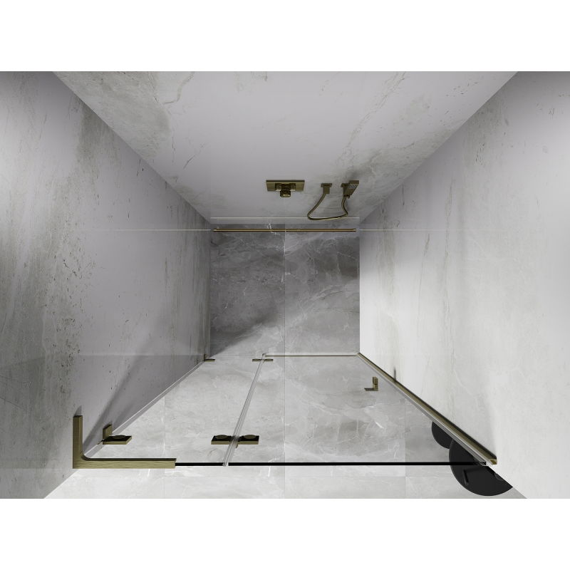 Mexen Lunar L ușă de duș cu balamale stânga 90 cm, transparent, aurie periată - 834L-090-000-55-00-L