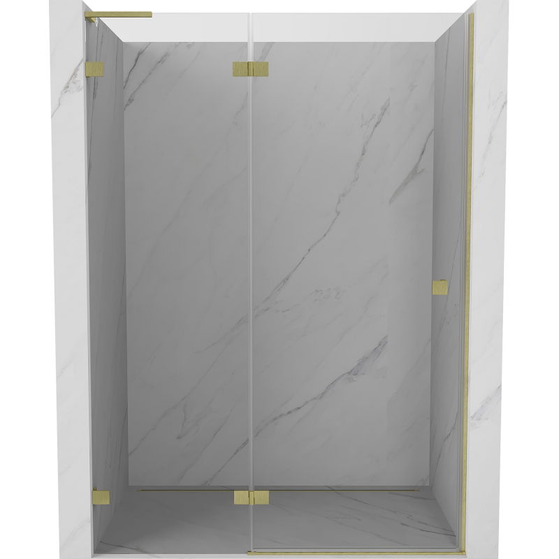 Mexen Lunar L uși de duș batante stânga 130 cm, transparente, auriu periat - 834L-130-000-55-00-L