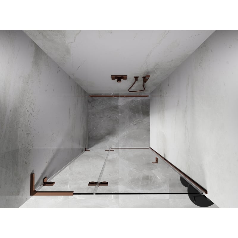 Mexen Lunar L ușă de duș batantă stânga 80 cm, transparentă, aur roz - 834L-080-000-60-00-L