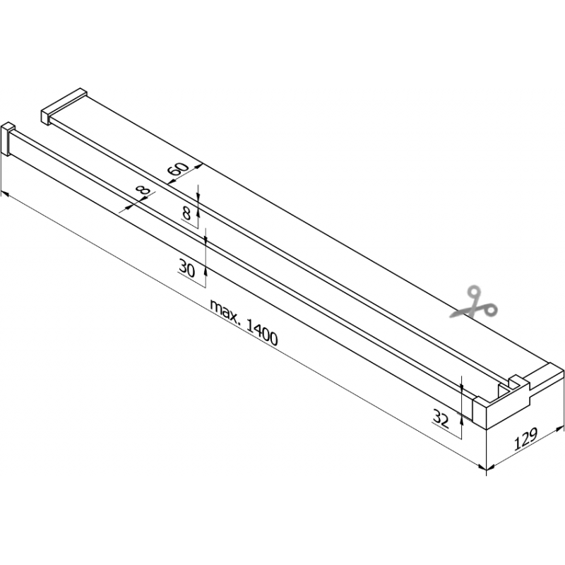 Mexen raft pentru peretele de duș cu balustradă pentru prosoape, crom - 800-02-01