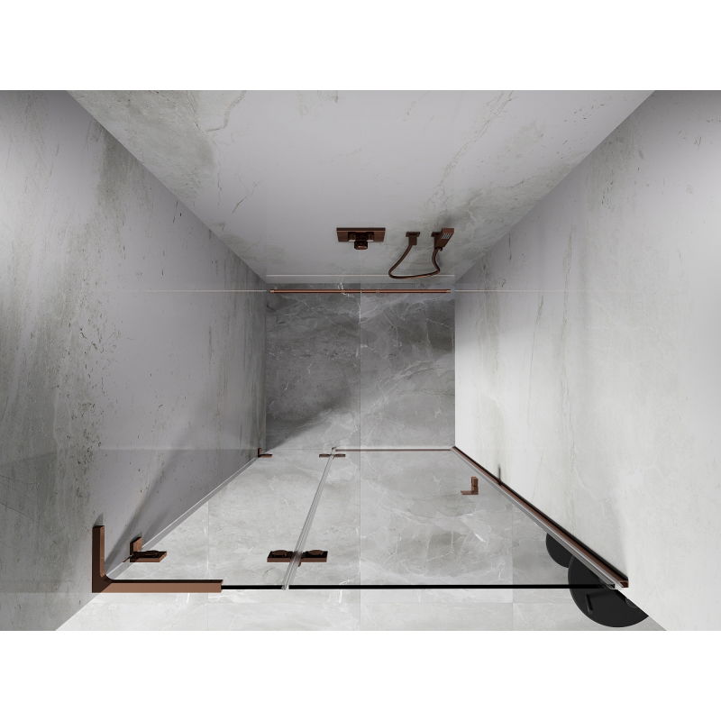 Mexen Lunar L ușă de duș batantă stânga 115 cm, transparent, aur roz - 834L-115-000-60-00-L