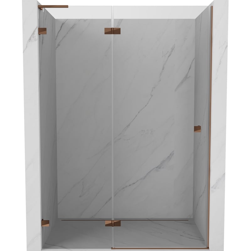 Mexen Lunar L uși de duș pivotante stânga 135 cm, transparent, aur roz - 834L-135-000-60-00-L