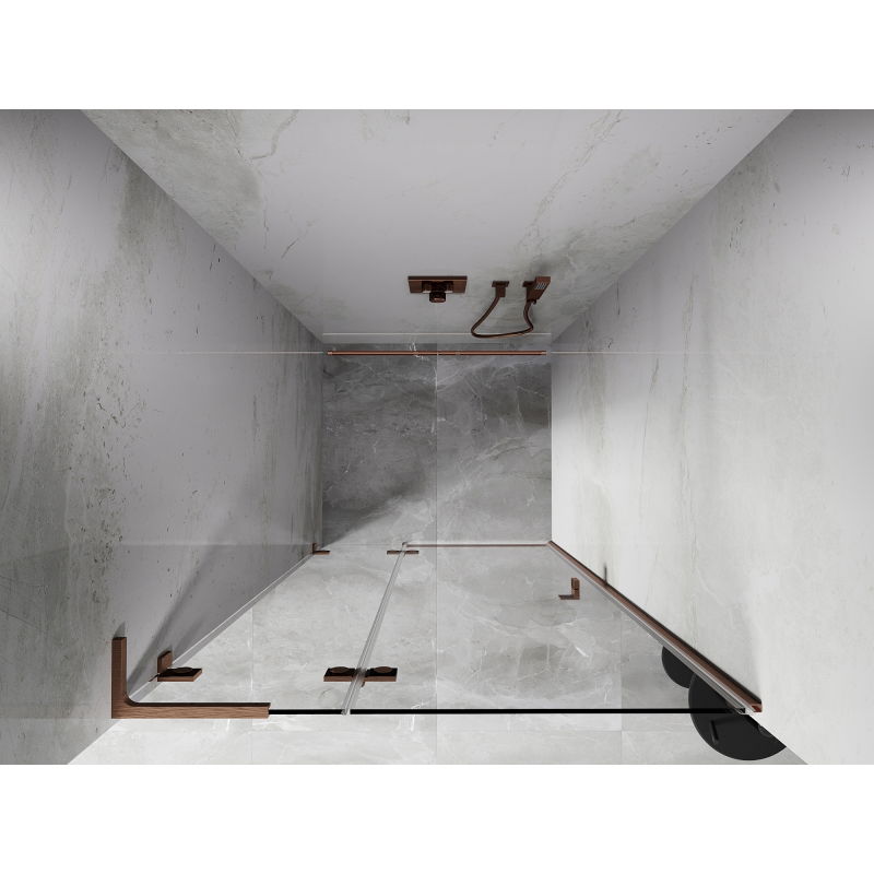 Mexen Lunar L uși de duș batante stânga 75 cm, transparent, cupru periat - 834L-075-000-65-00-L