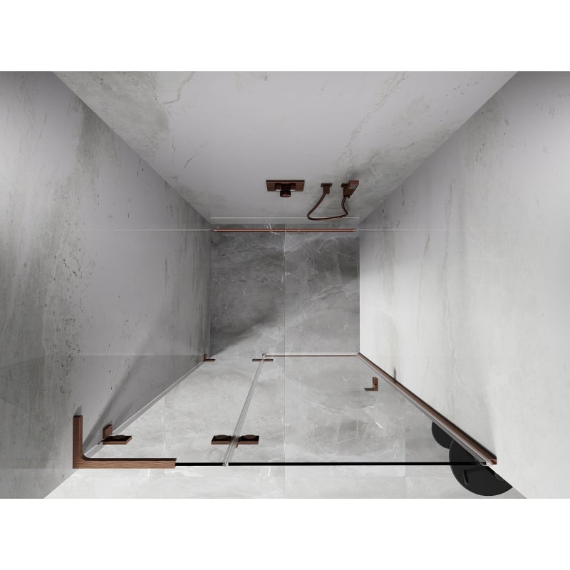 Mexen Lunar L ușă de duș pivotantă stânga 105 cm, transparentă, cupru periat - 834L-105-000-65-00-L