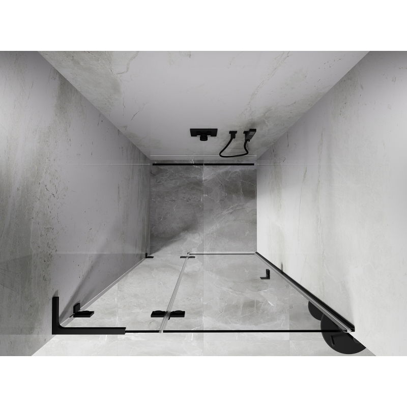 Mexen Lunar L ușă de duș batantă stânga 75 cm, transparentă, neagră - 834L-075-000-70-00-L