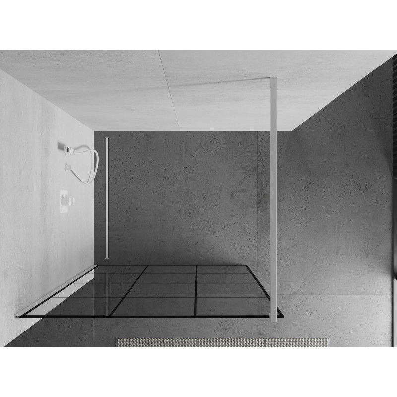 Mexen Kioto perete de duș Walk-in 110 x 200 cm, grilaj negru 8 mm, alb - 800-110-101-20-77