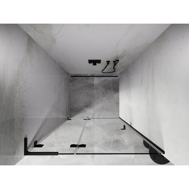 Mexen Lunar L ușă de duș batantă stânga 115 cm, transparentă, neagră - 834L-115-000-70-00-L