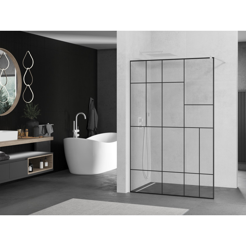 Mexen Kioto Panou de duș Walk-in 80 x 200 cm, model negru 8 mm, alb - 800-080-101-20-78