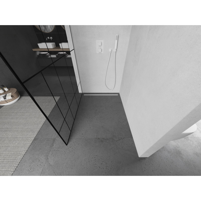 Mexen Kioto Walk-in zuhanyfal 100 x 200 cm, fekete minta 8 mm, fehér - 800-100-101-20-78