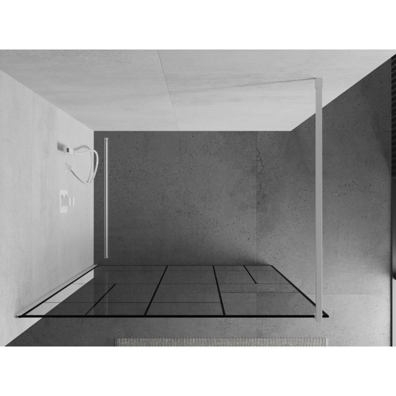 Mexen Kioto panou de duș Walk-in 100 x 200 cm, model negru 8 mm, alb - 800-100-101-20-78