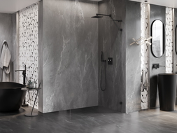 Mexen Lunar L zuhanyfal Walk-in jobb 120 x 200 cm, áttetsző 8 mm, fekete - 830L-120-000-70-00-P