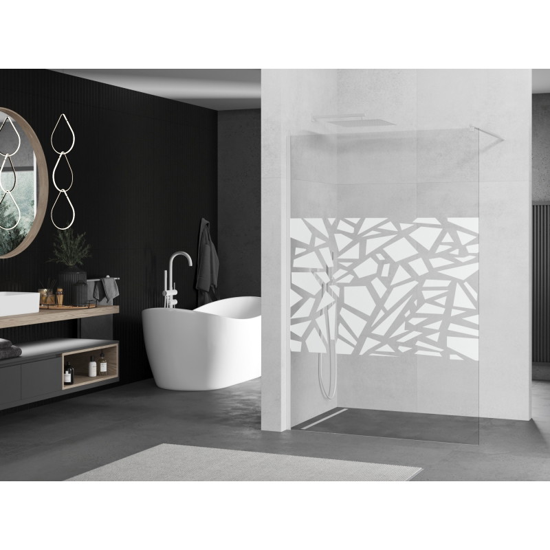 Mexen Kioto walk-in zuhanyfal 120 x 200 cm, fehér minta 8 mm, fehér - 800-120-101-20-85