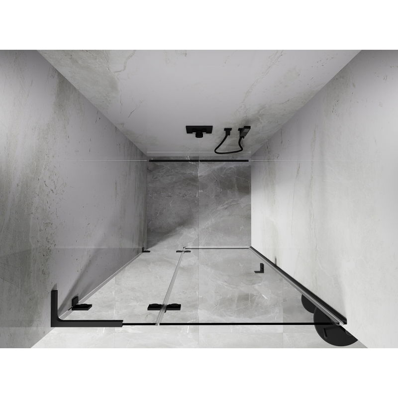 Mexen Lunar L uși de duș batante stânga 85 cm, transparent, gun metal - 834L-085-000-95-00-L