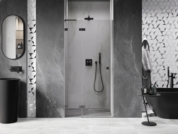 Mexen Lunar L ușile de duș batante stânga 125 cm, transparente, gun metal - 834L-125-000-95-00-L