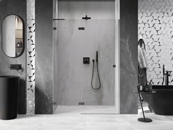 Mexen Lunar L ușă de duș stânga de 130 cm, transparentă, gun metal - 834L-130-000-95-00-L