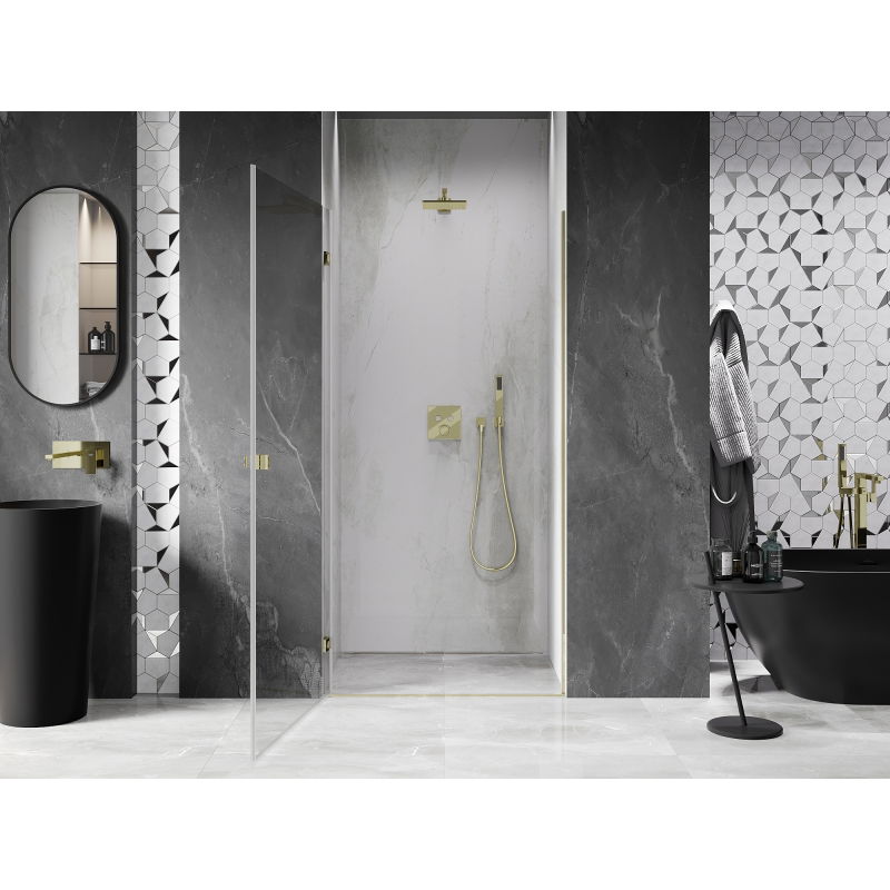 Mexen Lunar-B ușă de duș batantă stânga 65 cm, transparentă, aurie - 832-065-000-50-00-L