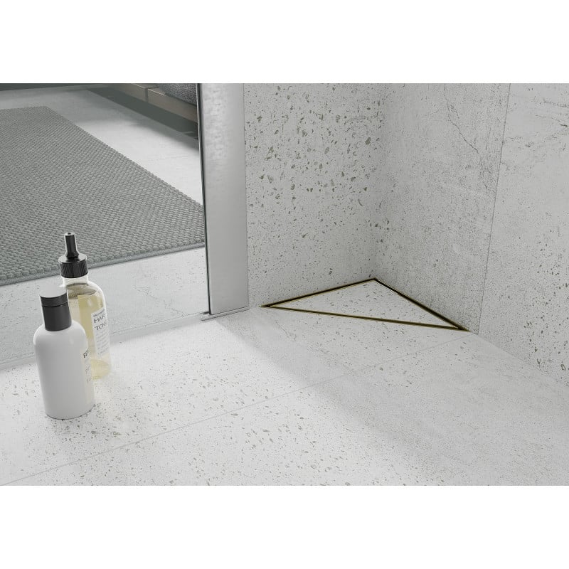 Mexen Flat-T M13 háromszög alakú padlóösszefolyó, 20 x 20 cm, arany színű - 1510320