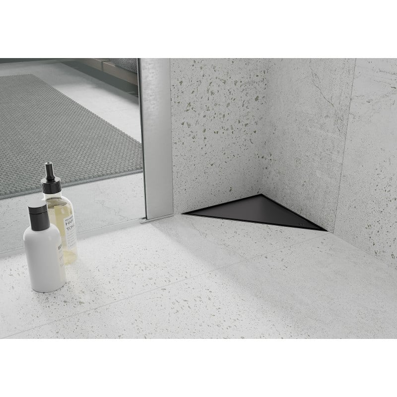 Mexen Flat-T 20 x 20 cm háromszög alakú M13 padlóösszefolyó, fekete - 1710320