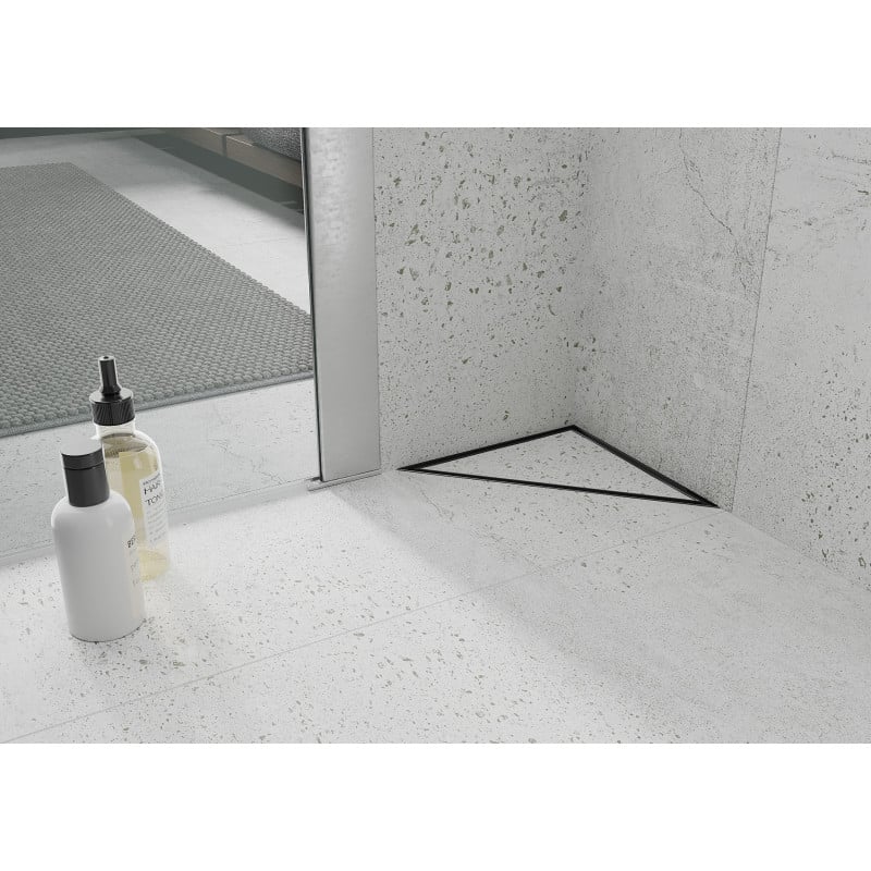 Mexen Flat-T 20 x 20 cm háromszög alakú M13 padlóösszefolyó, fekete - 1710320