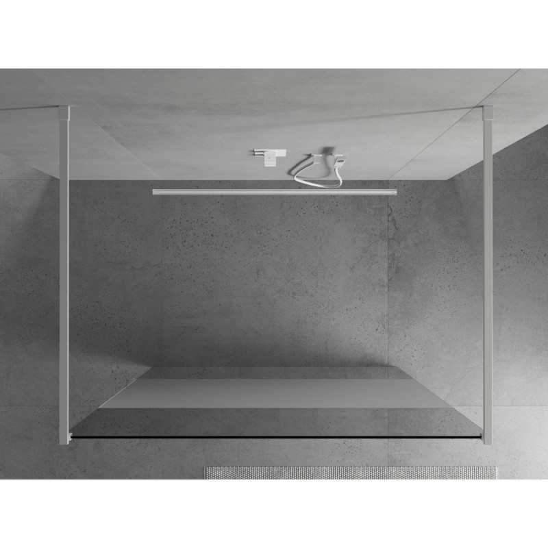 Mexen Kioto szabadon álló zuhanyfal 120 x 200 cm, átlátszó/derengő 8 mm, fehér - 800-120-002-20-35
