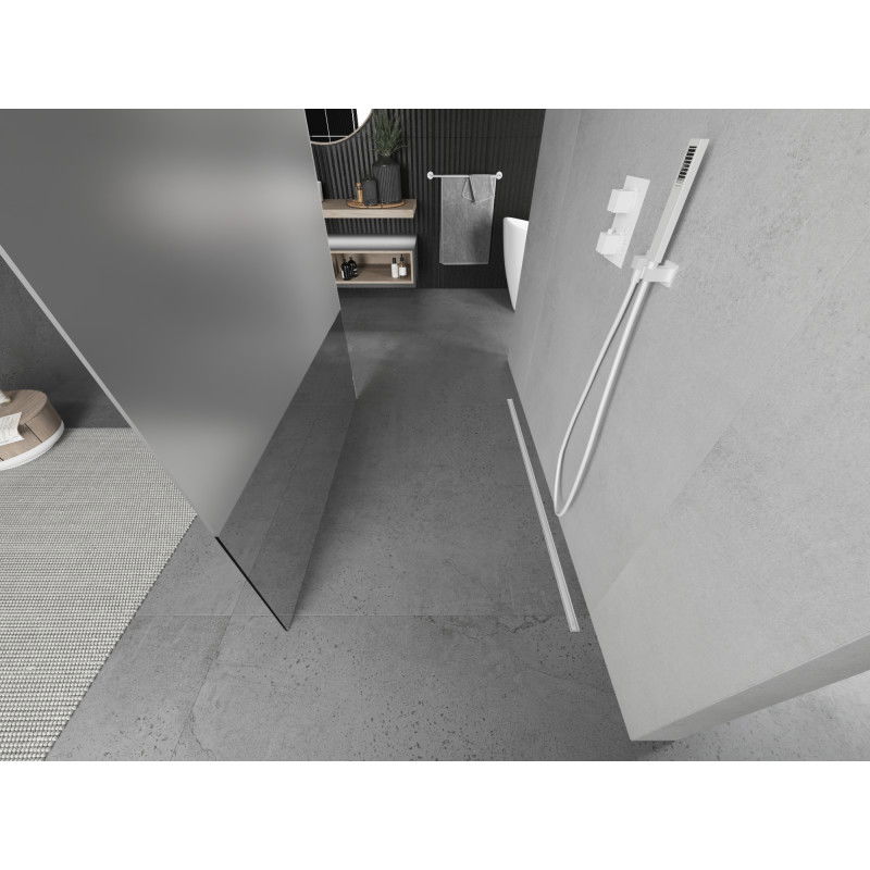 Mexen Kioto perete de duș autoportant 140 x 200 cm, transparent/gheață 8 mm, alb - 800-140-002-20-35