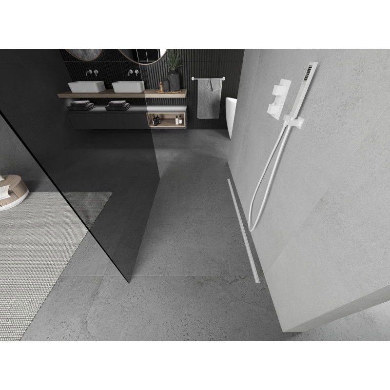 Mexen Kioto szabadon álló zuhanyfal 110 x 200 cm, grafit 8 mm, fehér - 800-110-002-20-40