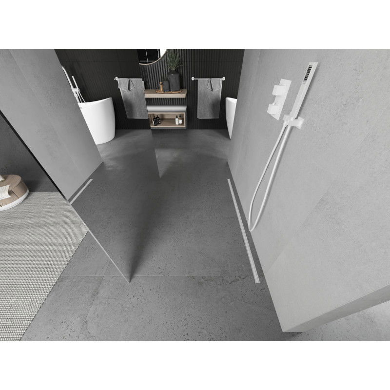 Mexen Kioto szabadon álló zuhanyfal 100 x 200 cm, tükör 8 mm, fehér - 800-100-002-20-50