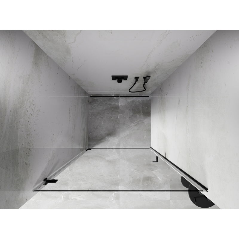 Mexen Lunar-B uși de duș batante stânga 95 cm, transparente, negre - 832-095-000-70-00-L