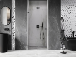 Mexen Lunar-B ușă de duș batantă stânga 90 cm, transparentă, gun metal - 832-090-000-95-00-L