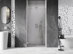 Mexen Lunar-B ușă de duș batantă stânga 95 cm, transparentă, nichel periat - 832-095-000-97-00-L