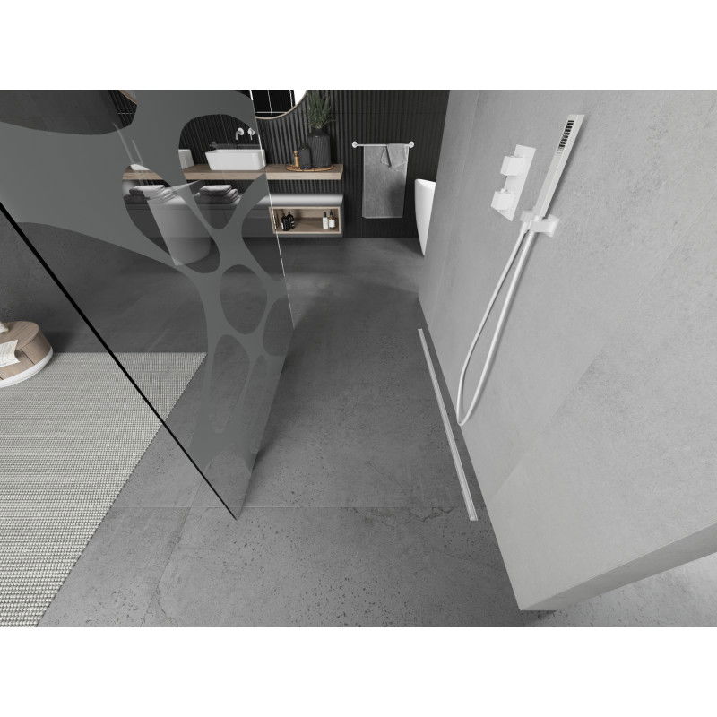 Mexen Kioto Panou de duș independent 110 x 200 cm, undă albă 8 mm, alb - 800-110-002-20-97