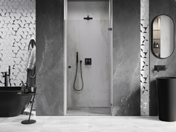 Mexen Lunar-B ușă de duș batantă dreaptă 90 cm, transparentă, gun gray periat - 832-090-000-66-00-P