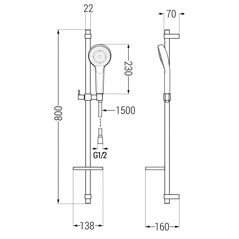 Mexen DQ05 set de duș reglabil, auriu - 785054581-50