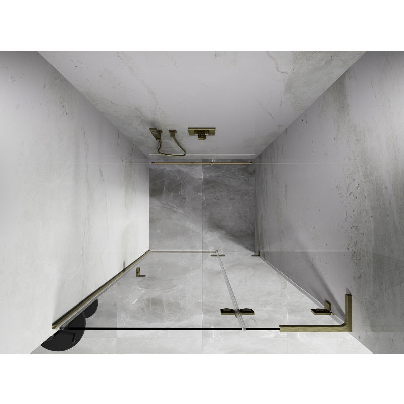 Mexen Lunar L uși de duș batante dreapta 90 cm, transparent, auriu periat - 834L-090-000-55-00-P