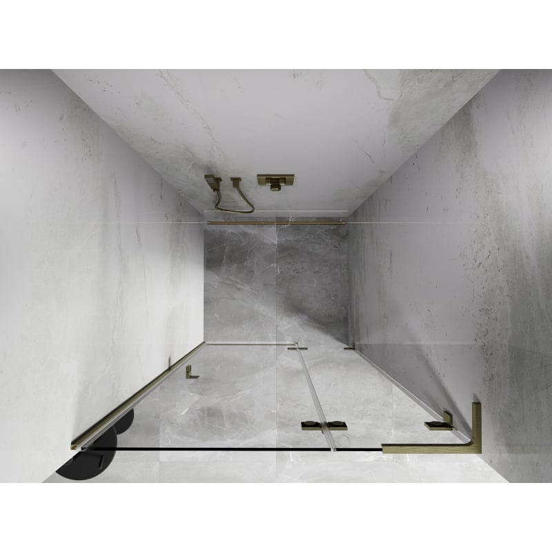 Mexen Lunar L ușă de duș batantă dreaptă 95 cm, transparentă, auriu periat - 834L-095-000-55-00-P