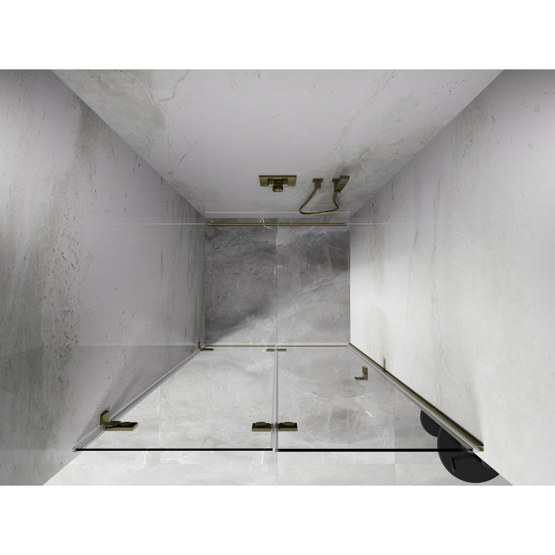 Mexen Lunar-F ușă de duș pliabilă stânga 65 cm, transparentă, auriu periat - 836-065-000-55-00-L