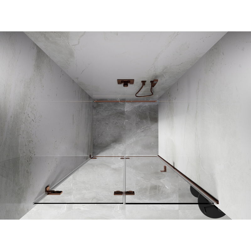 Mexen Lunar-F uși de duș pliabile stânga 65 cm, transparente, aur roz - 836-065-000-60-00-L