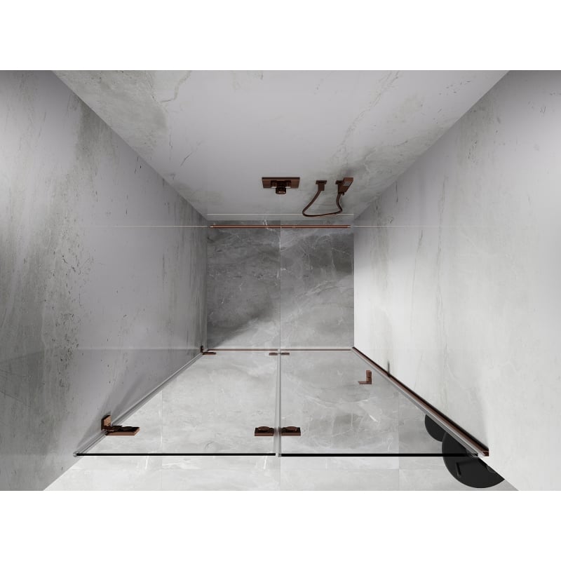 Mexen Lunar-F uși de duș pliabile stânga 70 cm, transparent, aur roz - 836-070-000-60-00-L