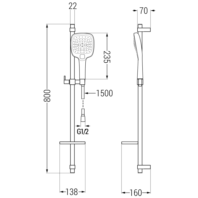 Mexen DQ17 zuhanyrúd készlet, króm - 785174581-00