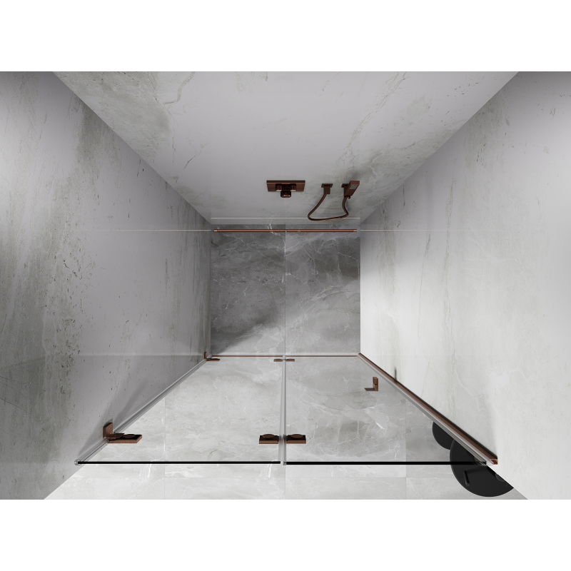 Mexen Lunar-F uși de duș pliabile stânga 85 cm, transparent, cupru periat - 836-085-000-65-00-L