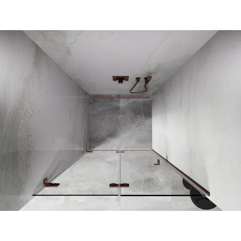 Mexen Lunar-F uși de duș pliabile stânga 90 cm, transparent, cupru periat - 836-090-000-65-00-L