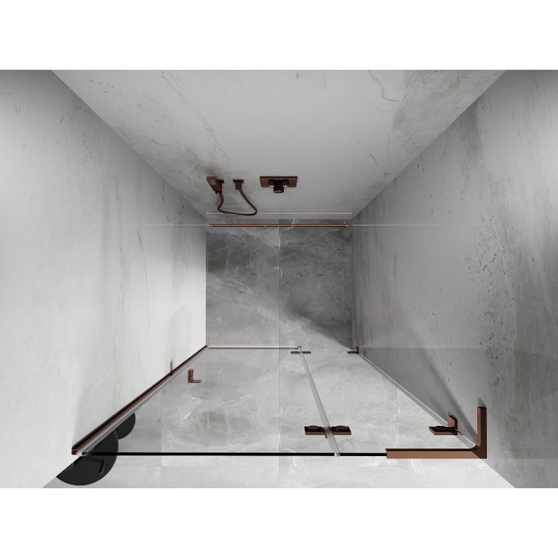 Mexen Lunar L uși de duș batante dreapta 75 cm, transparent, aur roz - 834L-075-000-60-00-P